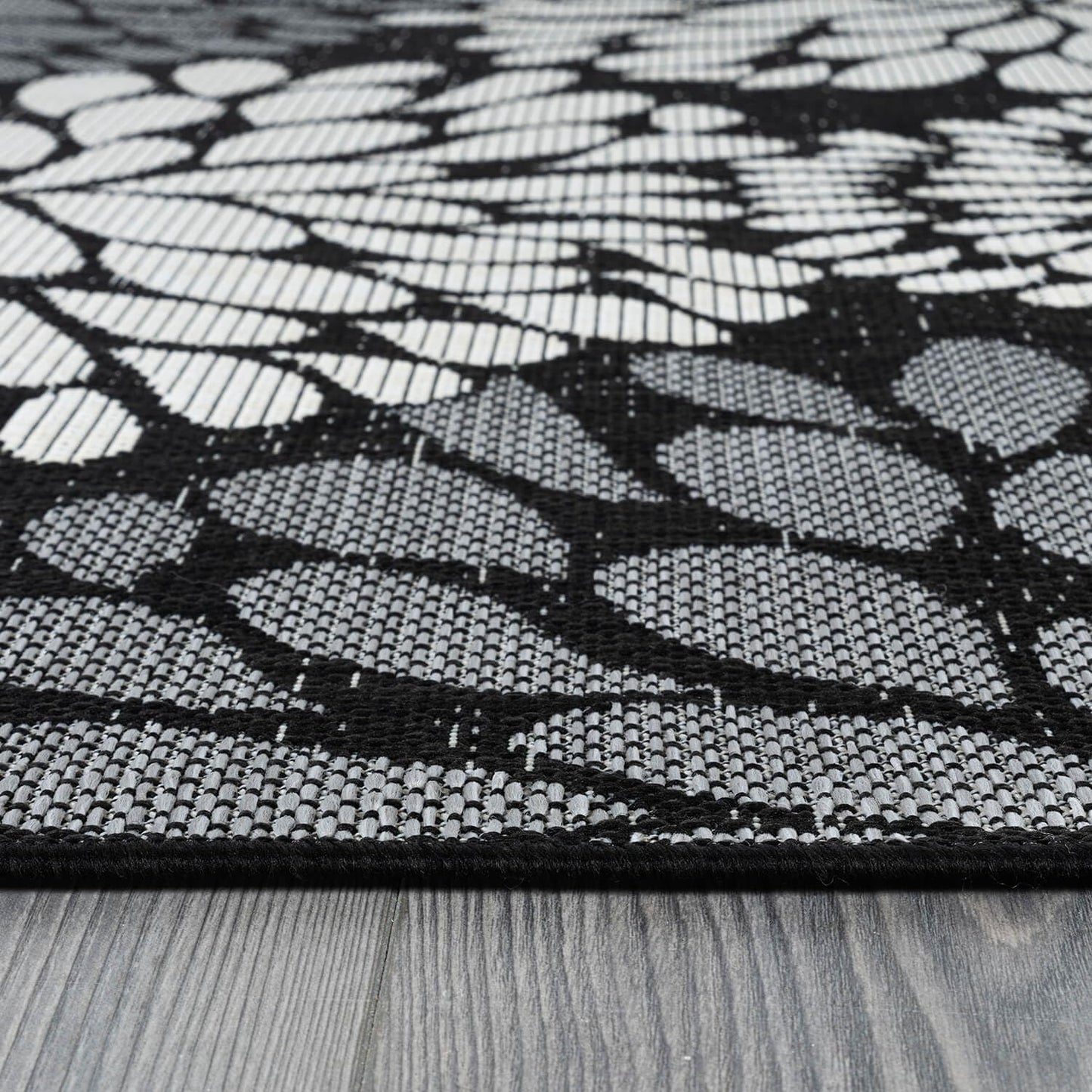 Beverly Rug Outdoor Rug 8x10 Modern Exotic Tropical Leaf Area Rugs for Indoor and Outdoor Patio Deck Porch Garden Water Resistant Washable Outside Carpet (8 x 10 Dark Gray)