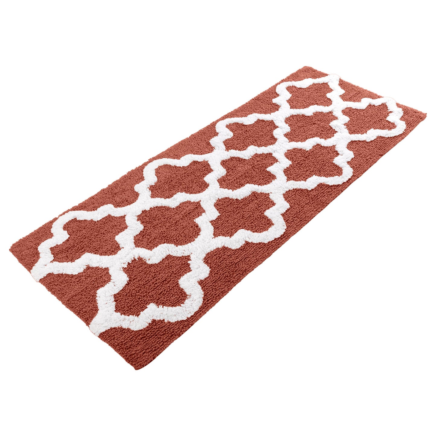 Bathroom Rug - 24 x 60 Inch Long Non Slip Bath Mat with Trellis Pattern - Extra Soft Absorbent Cotton Bath Mat - Machine Washable Bathroom Rugs Runner for Shower, Tub, or Vanity by Lavish Home (Red)