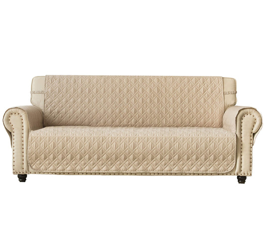 Ameritex Couch Sofa Slipcover 100% Waterproof Nonslip Quilted Furniture Protector for Dogs, Children, Pets, Machine Washable (Beige, 68")