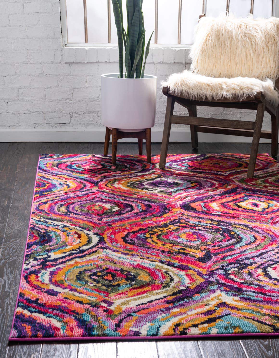 Unique Loom Estrella Collection Colorful, Abstract, Geometric, Gradient, Modern Area Rug (5' 0 x 8' 0 Rectangular, Multi/Pink)