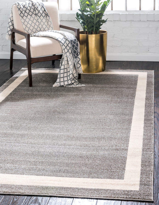 Unique Loom Del Mar Collection Area Rug - Maria (9' x 12' 2" Rectangle, Gray/ Ivory)