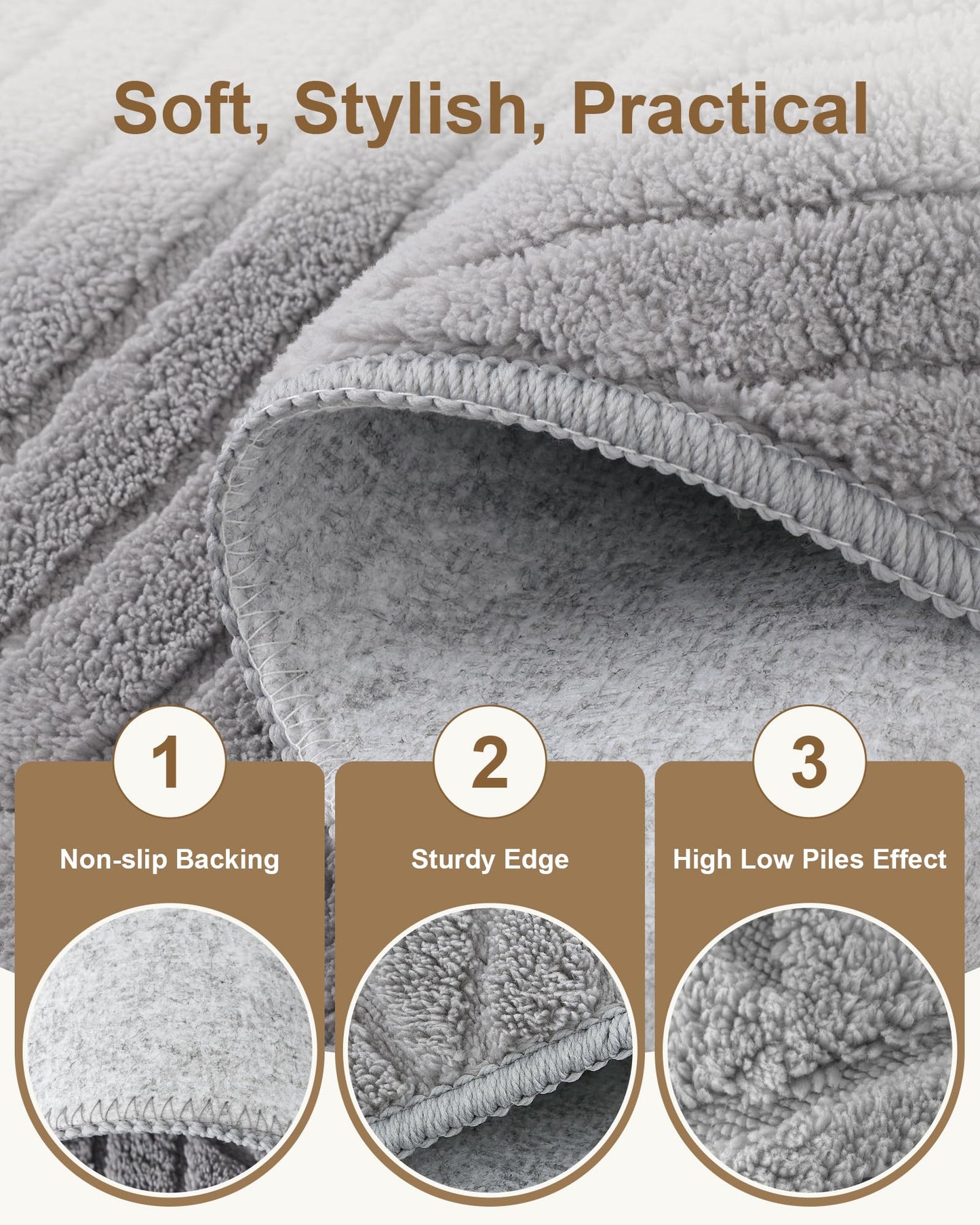 Carvapet 6x9 Area Rug - Grey Modern 3D High Low Pile Texture Floor Carpet, Luxurious Knitted Swirl Pattern Washable Soft Plush Rug with Skid-Resistant Backing for Living Room Dining Room