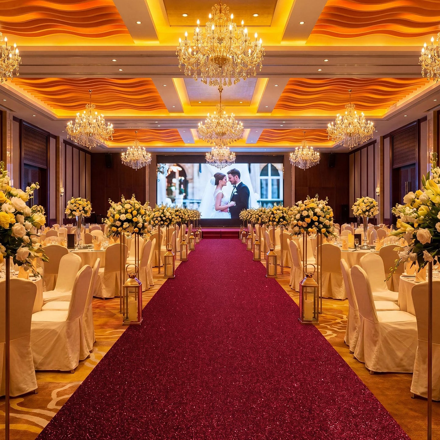 Tatuo Carpet Runner 2.46 x 16.4 Feet Runway Rug 55 GSM Thickness with Carpet Tape for Prom Wedding Outdoor Indoor Hallway Film Festival Party Rug(Dark Wine Red)