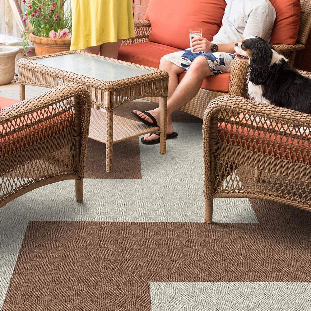 FOSS Floors 7CDMN4015PK Crochet Peelnstick Tiles N40,Taupe,PK15