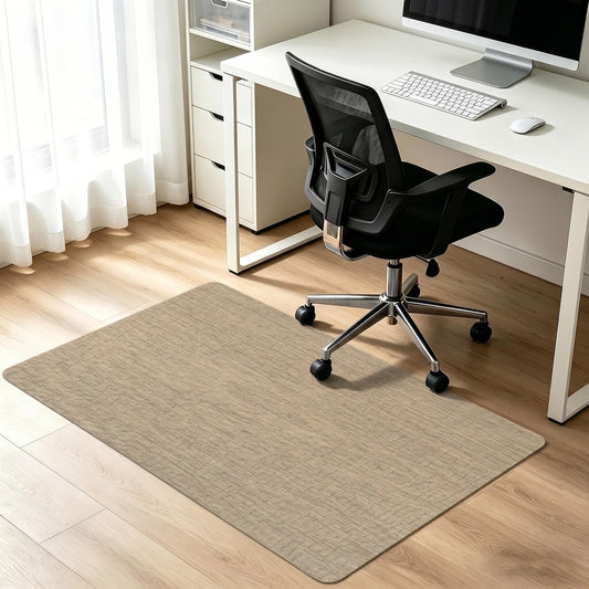 Bsmathom Office Chair Mat for Hardwood Floor, 36" x 48" Desk Computer Chair Mat for Hard Wood and Tile Floor, Anti-Slip Hard Floor Protector Chair Mat, PVC Mat Desk Rug for Office Home, Khaki