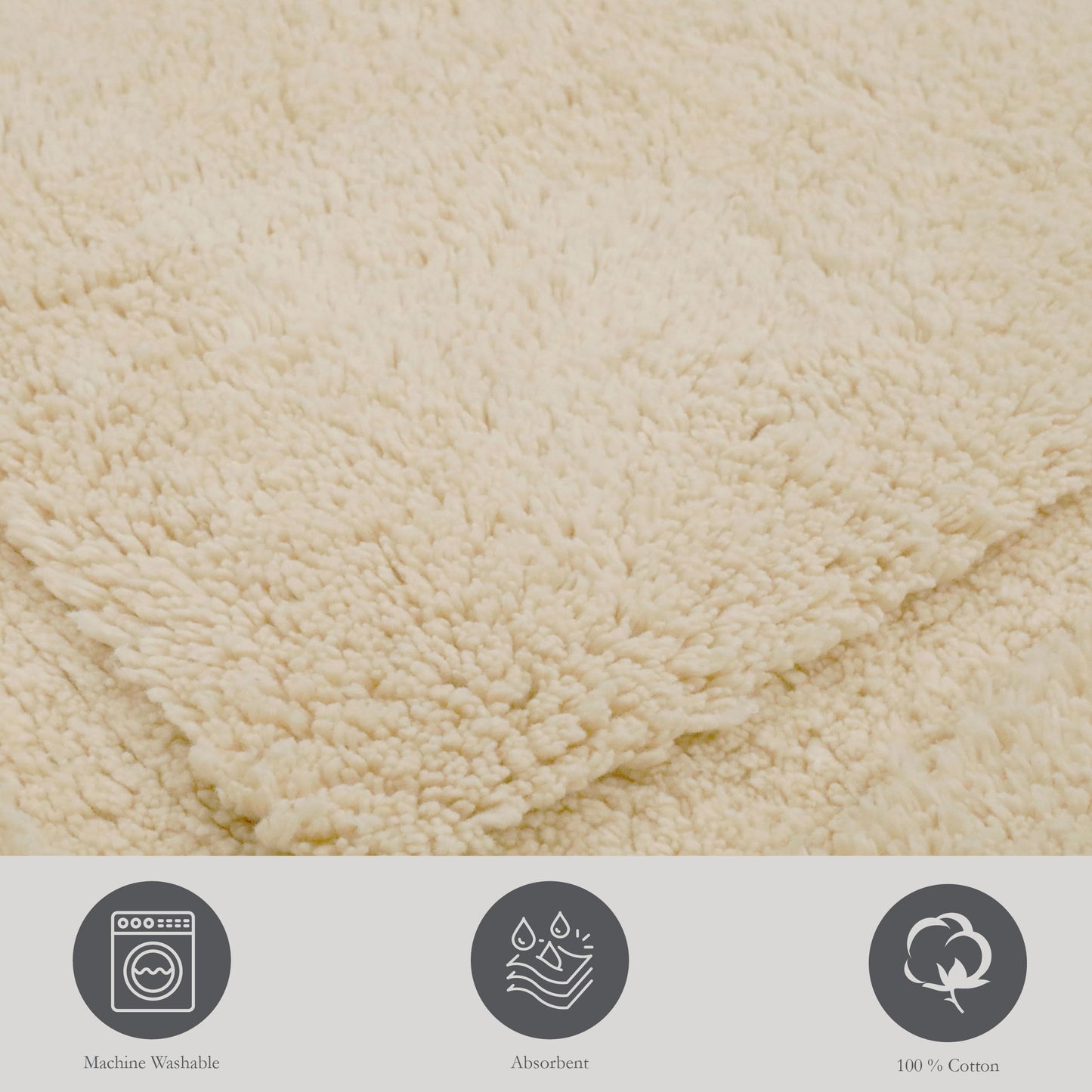 Jean Pierre New York Lydia Border 100% Cotton Bath Mat - Non-Slip Bath Rug - Ivory - 27"x45"