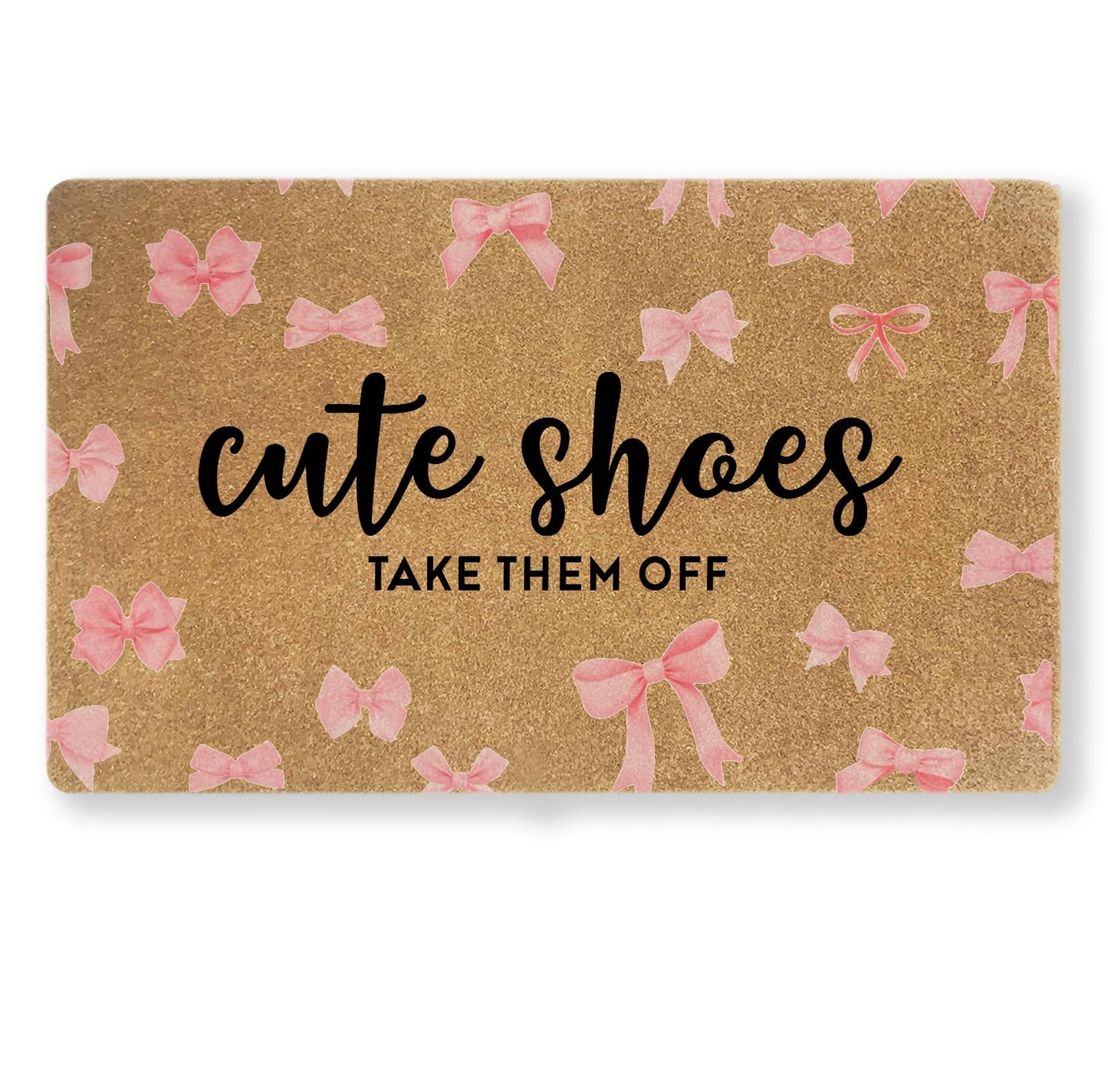 Uilatyu Cute Shoes Take Them Off Pink Bow Door Mat