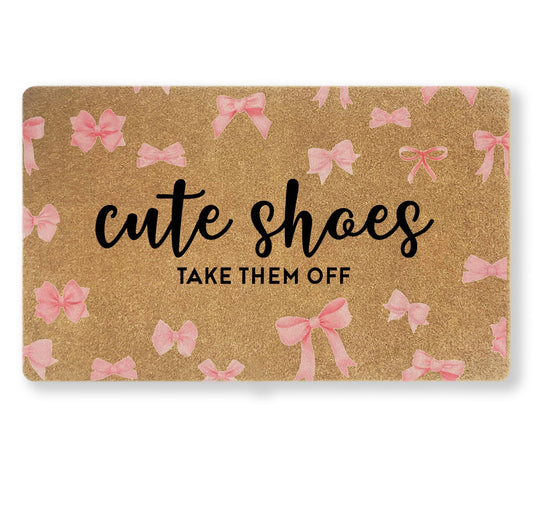 Uilatyu Cute Shoes Take Them Off Pink Bow Door Mat