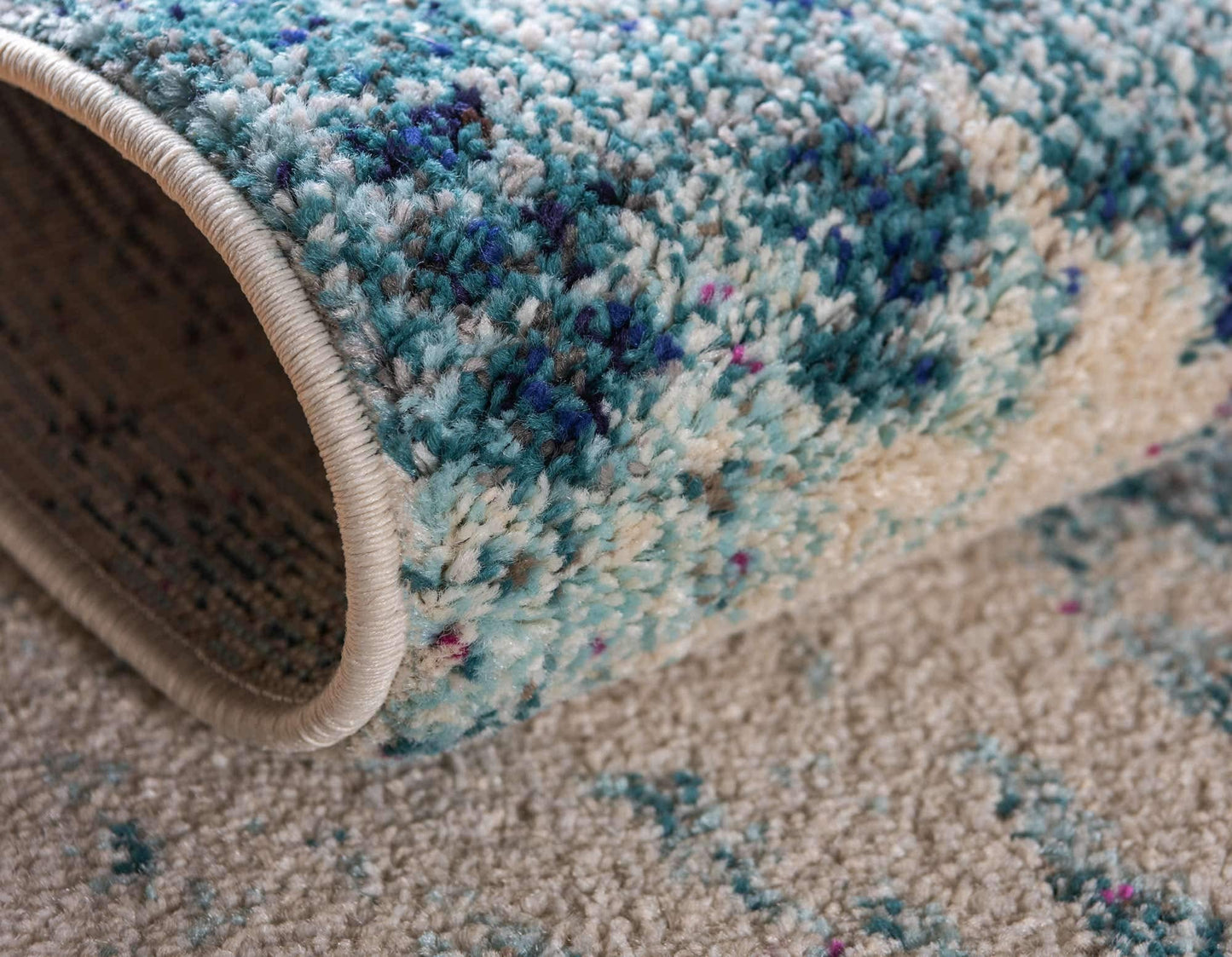 Unique Loom Positano Collection Coastal Modern Coral Lobster Shells Light Blue Area Rug (4' x 6')