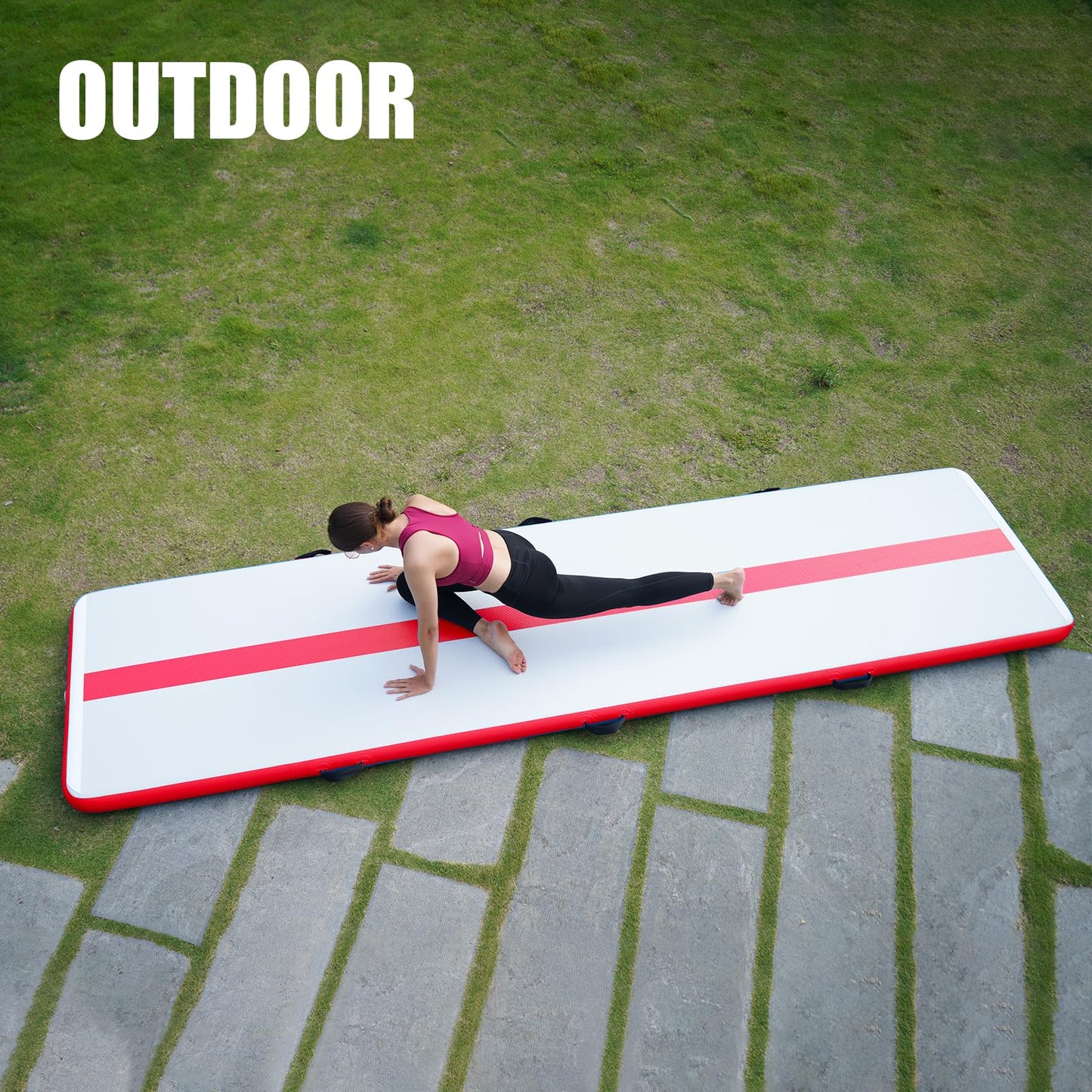 FunWater Inflatable Gymnastics Mat 10ft/13ft Tumble Track Tumbling Mat 4in Thick Gymnastic Mats for Kids with Electric Pump for Home Use/Training/Cheerleading/Gym/Yoga (PINK, ‎13'*39"*4")