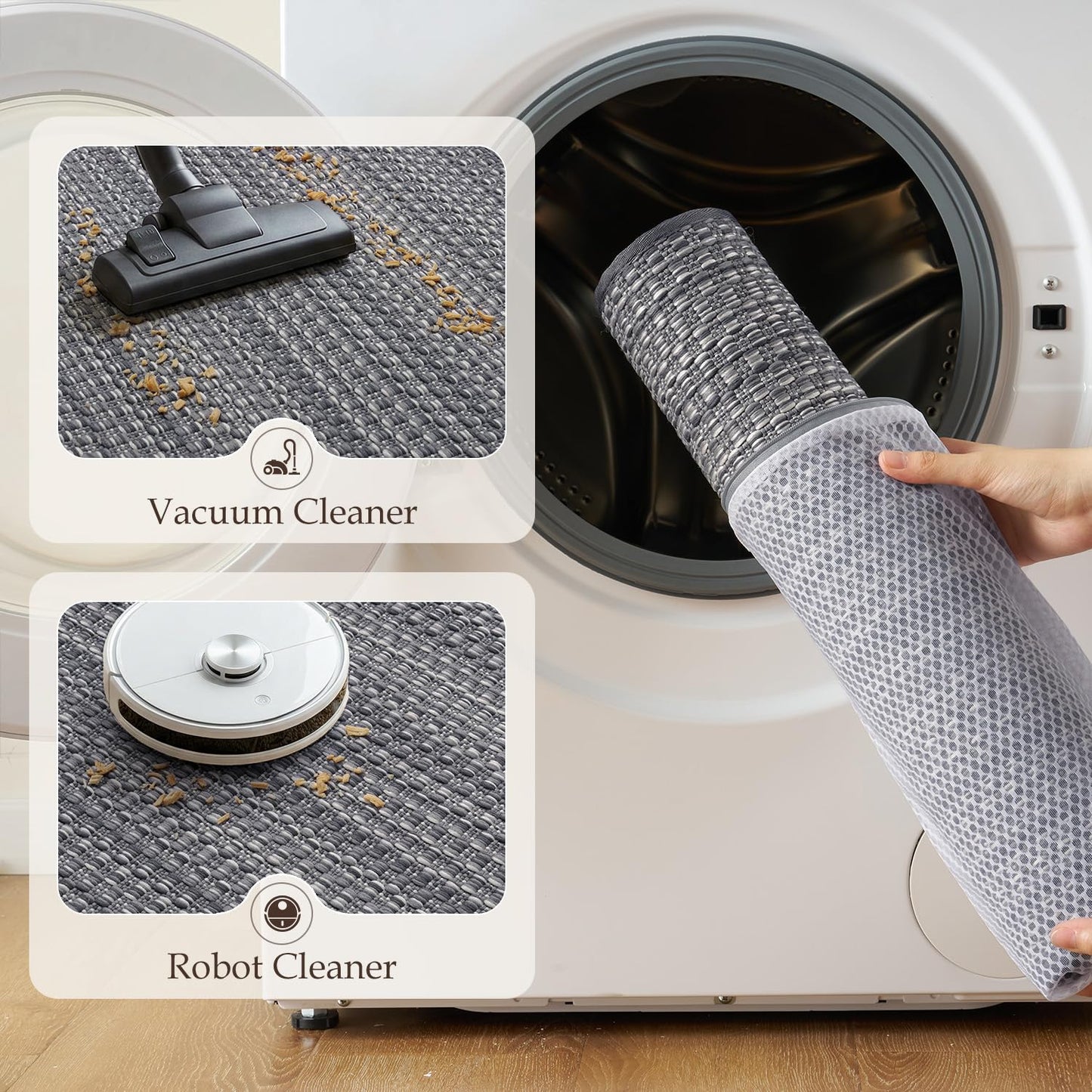 Thin Kitchen Rugs Non Slip Washable,Low Profile Kitchen Mats for Floor In Front of Sink,Dishwasher, Refrigerator, Tile & Hardwood Floors,Absorbent Easy Care Thin Runner Kitchen Floor Mat,17"*47",Grey