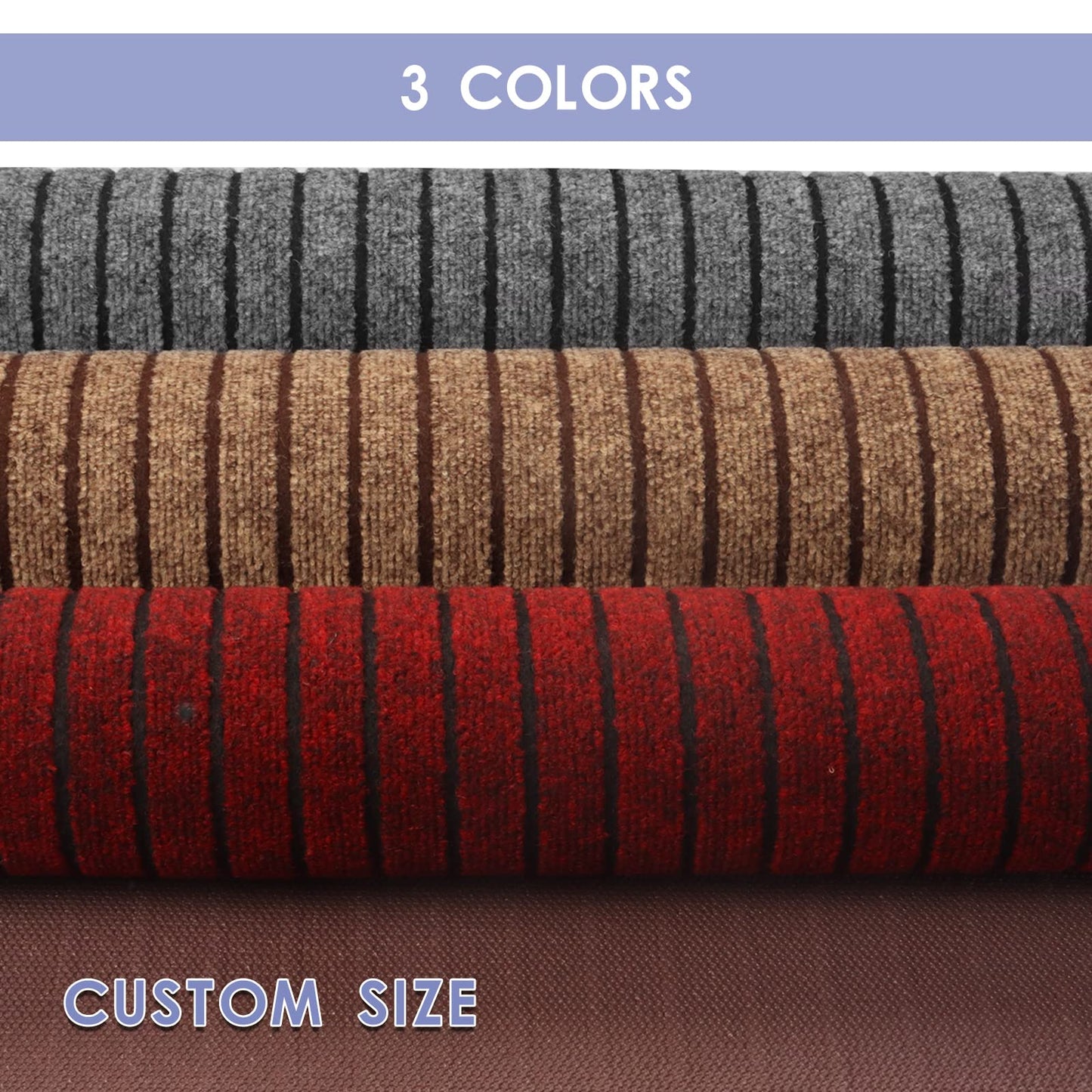 FREADEM Runner Rugs for Hallways, 2FT x 6FT Non Slip Kitchen Area Rug Entryway Runner Laundry Room Rug, 2-82 FT Indoor Outdoor Carpet Runners with Rubber Backing, Grey Stripe