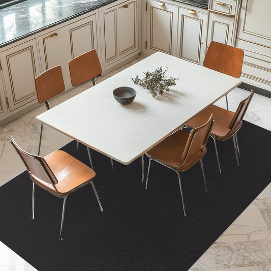 tixpol Floor Mat for Living Room, 5' X 7' Area Rug for Dining Room, Bedroom, Waterproof Vinyl Floor Mat for Outdoor Indoor, Slip Resistant Floor Protector Desk Chair Mat for Home Office, Black