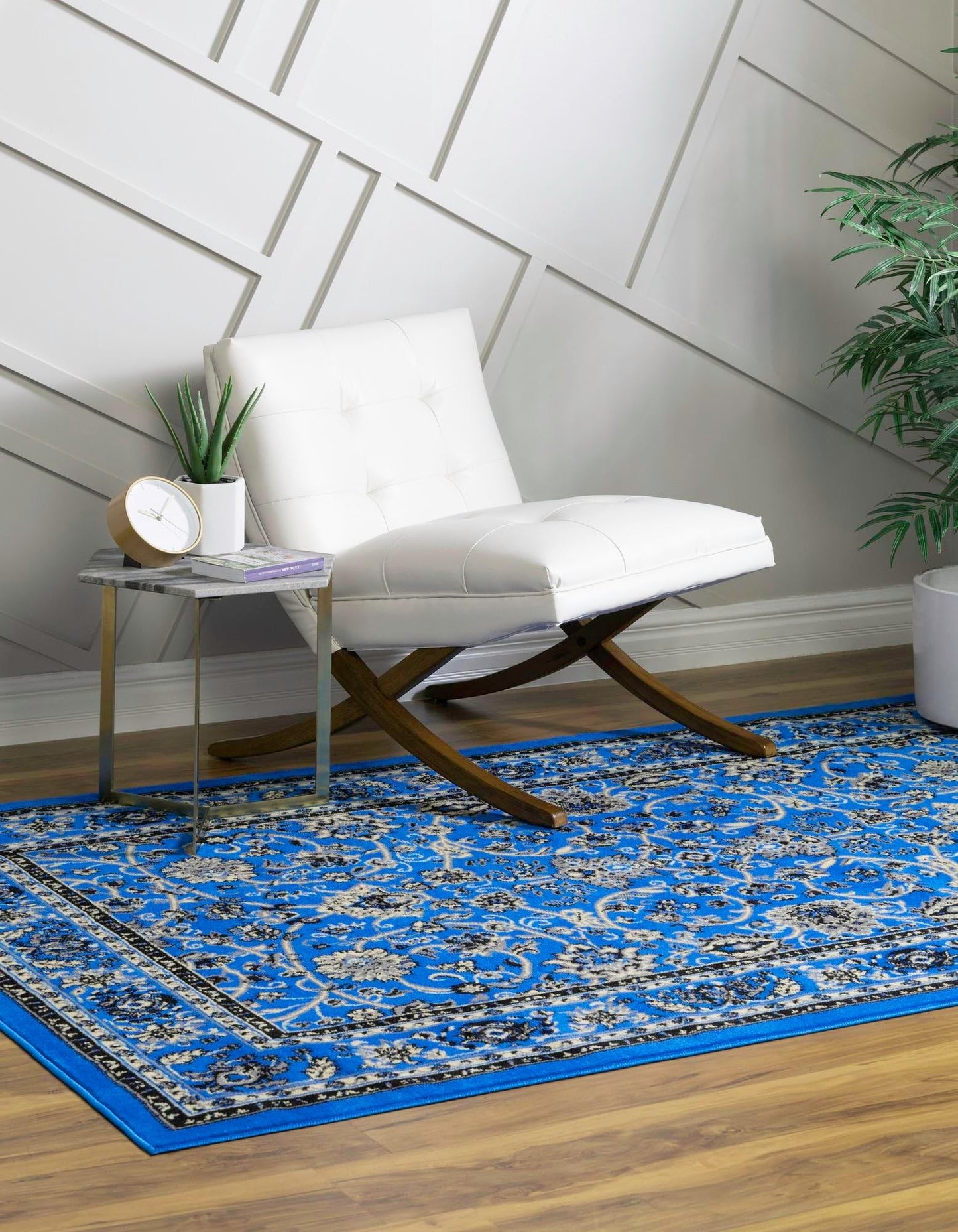 Unique Loom Sialk Hill Collection Area Rug - Washington (5' 3" x 8' Rectangle Dark Blue/Black)