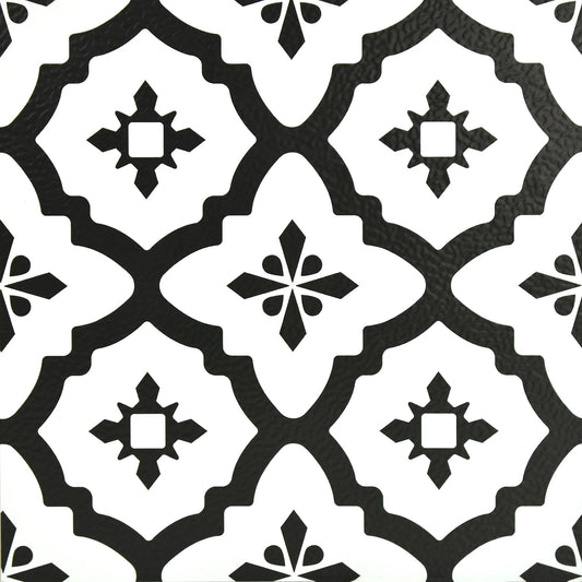 FloorPops Comet Peel and Stick Floor Tiles, Black, Geometric Vinyl Floor Tiles, Water Resistant, 12 in x 12 in, Pack of 10