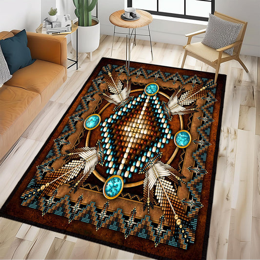 Southwestern Area Rug 3x5 Washable Bedroom Rug,Aztec Tribal Rugs Native American Throw Rugs Vintage Rug Non Slip Entryway Area Carpet Soft Floor Carpets Mat for Living Room,Entrance,Laundry,Office