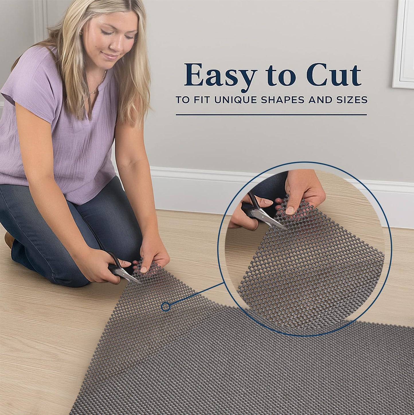 Veken 3x5 Ft Rug Pad Gripper for Hardwood Floors, Non Slip Rug Pads for Area Rugs, Thick Dark Grey Rug Grippers for Tile Floors, Under Carpet Anti Skid Mat, Keep Your Rugs Safe and in Place
