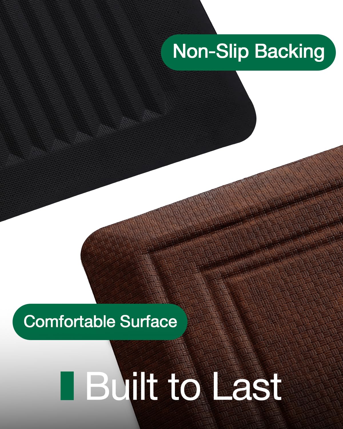 LUMI Anti Fatigue Cushioned Comfort Mats for Standing, 0.8" Extra Thick Ergonomic Mats for Desk Office, Non-Slip, Ultra Soft, Memory Foam Rugs for Home, Kitchen, Laundry, 20"x40", Brown