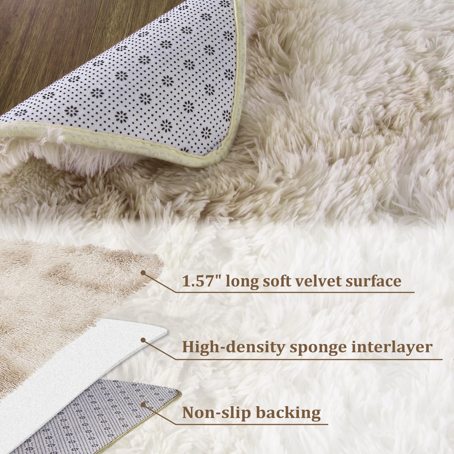CAROMIO 8x10 Area Rug for Bedroom Fluffy Rugs Shag Rugs for Living Room Furry Rugs for Girls Boys Room Tie Dye Shaggy Rug for Kids Baby Room Home Decor Rug Carpets, Beige Taupe