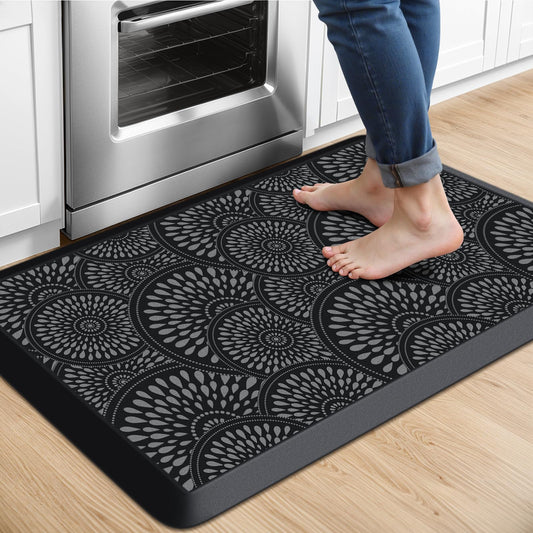 Mattitude Kitchen Mat, 17.3x28in Heavy Duty Ergonomic Comfort Foam Standing Desk Mat, Waterproof Non-Slip Standing Mats and Rugs for Kitchen, Office, Laundry, Black