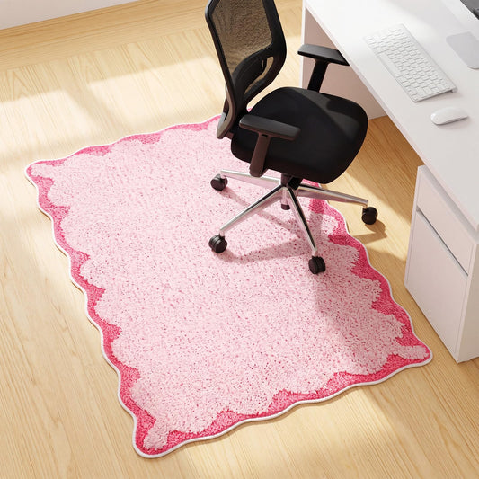 Breling Office Chair Mat for Hardwood Floor & Tile Floor, 36" x 48" Large Anti-Slip Floors Protector, Under Desk Gaming Rug for Rolling Computer Chair for Office Home(Scallop Edge,Pink)