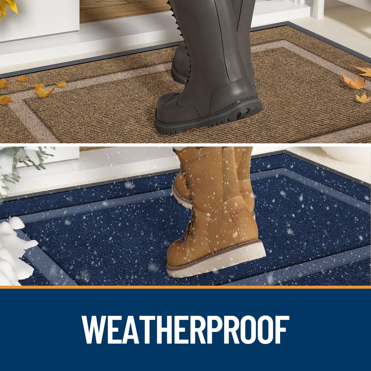 OLANLY Front Door Mat Indoor Outdoor Entrance, Waterproof All-Season, All-Weather Doormat, Sturdy Natural Rubber, Fade Resistant, Low Profile, Easy Clean Patio Porch Entryway Mat, 29.5x17, Wine Red