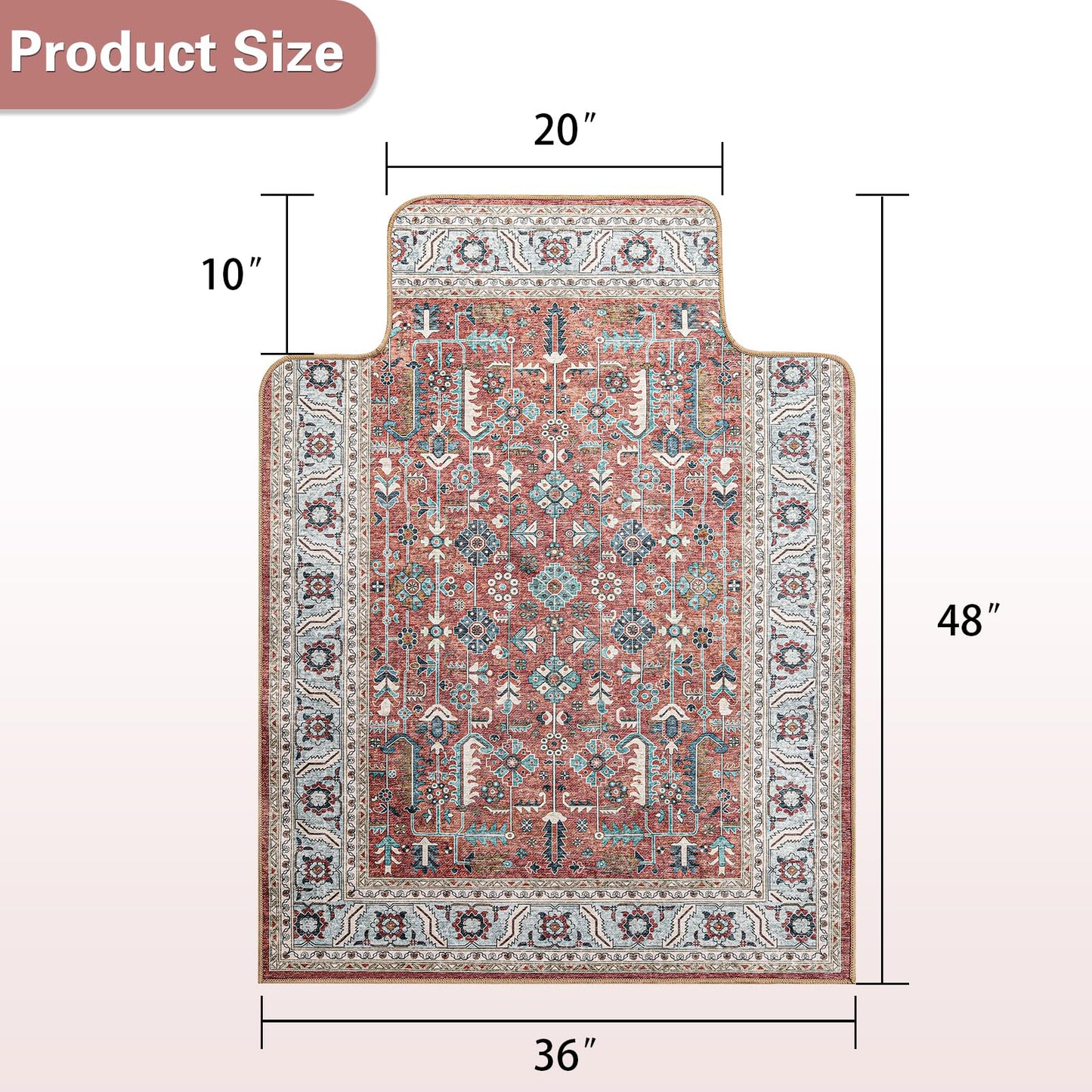 36" X 48" Office Chair Mat for Hardwood and Tile Floors, Under Desk Chair Mat for Carpet Protector Rolling Computer Chairs, Machine Washable Non-Slip Area Rug, Red Brown