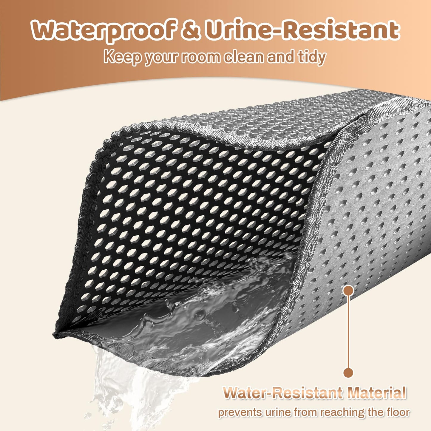 DJDUCK Cat Litter Mat, 23.5''L x 17.5''W Waterproof Urine Proof Cat Litter Box Trapping Mat,Scatter Control, Soft on Kitty Paws,Anti-Tracking,Double Layer Design, Non-Slip Litter Trapping Mat