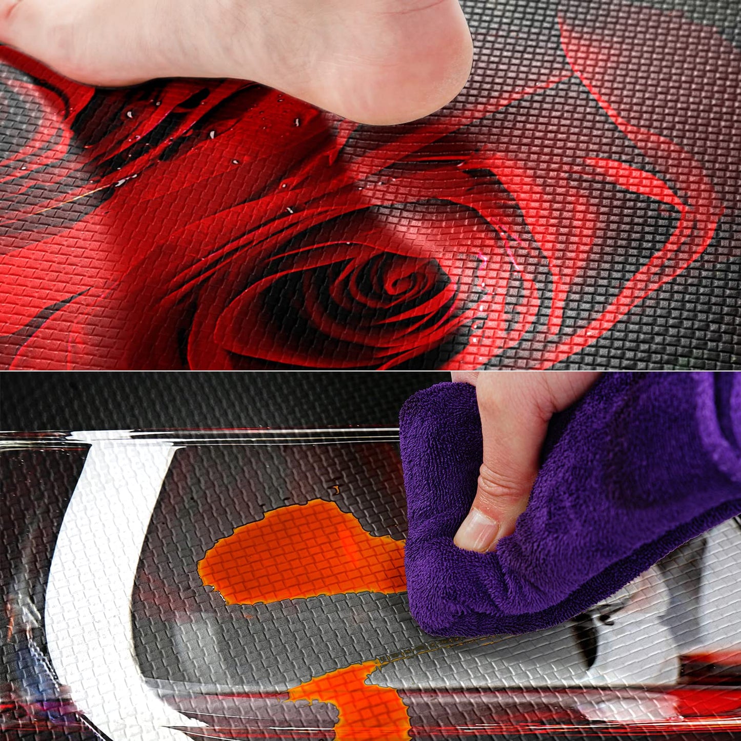 FNLNDO Red Wine Kitchen Rugs and Mats Set of 2 Modern Rose Anti Fatigue Kitchen Floor Mat Non-Skid Washable Kitchen Runner Rug for Kitchen Sink Laundry
