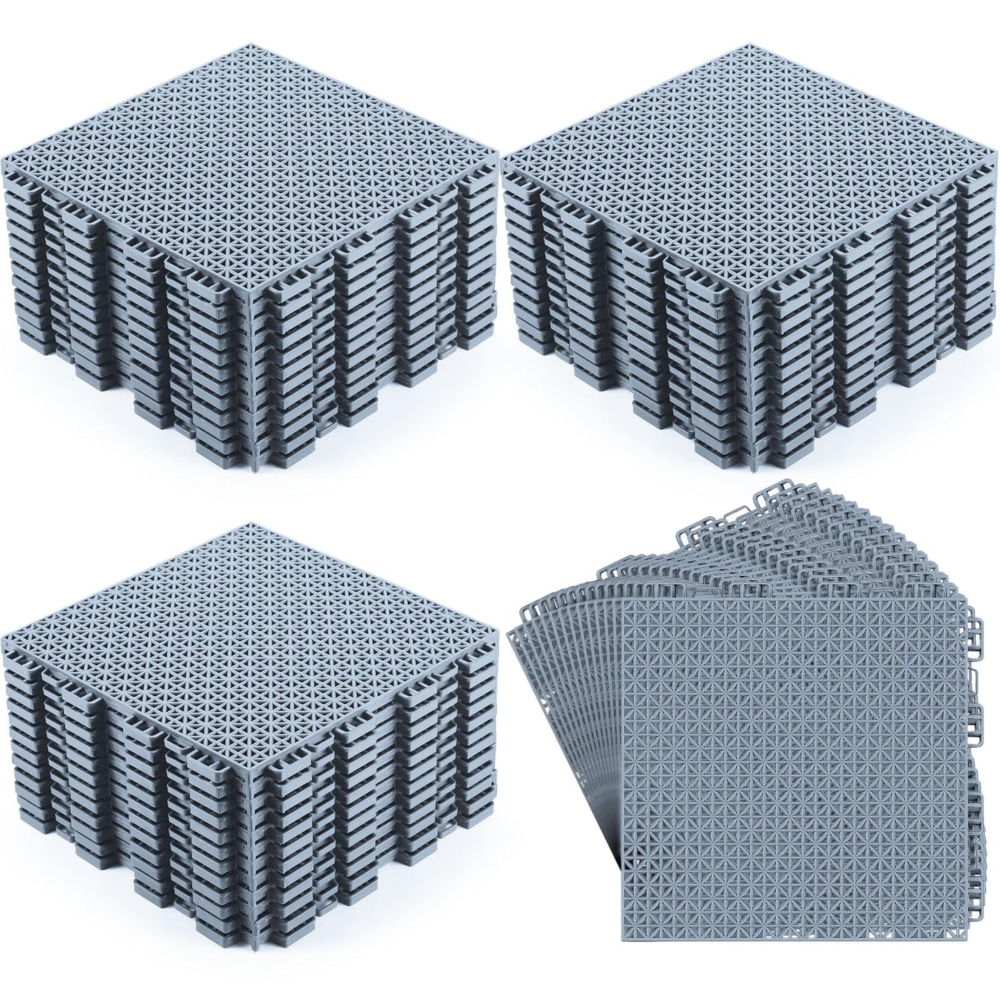 50 Pack Drainage Mats Interlocking Tile 10" x 10" Rubber Floor Tiles