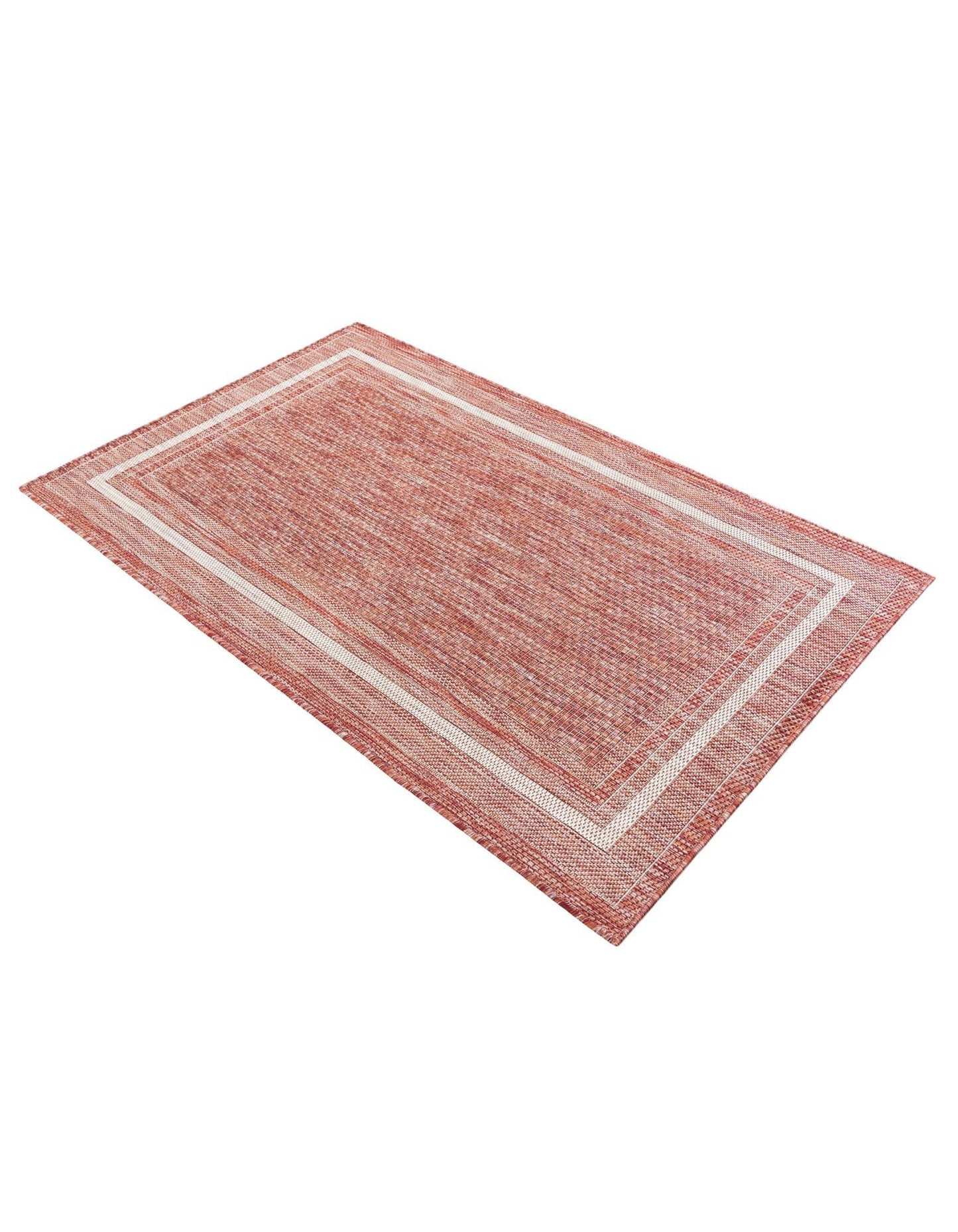 Unique Loom Outdoor Border Collection Area Rug - Soft Border (3' 3" x 5' 3" Rectangle Rust Red/Ivory)