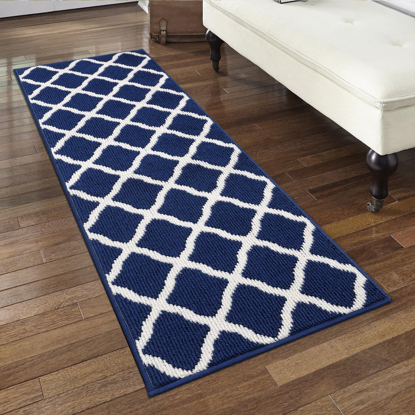 SHACOS Washable Kitchen Runner Rug 2x8 ft Long Rug Runner Non Slip Hallway Runner Rug Dirt Trapper Entryway Runner Indoor Floor Mat Carpet Runners, Navy Blue