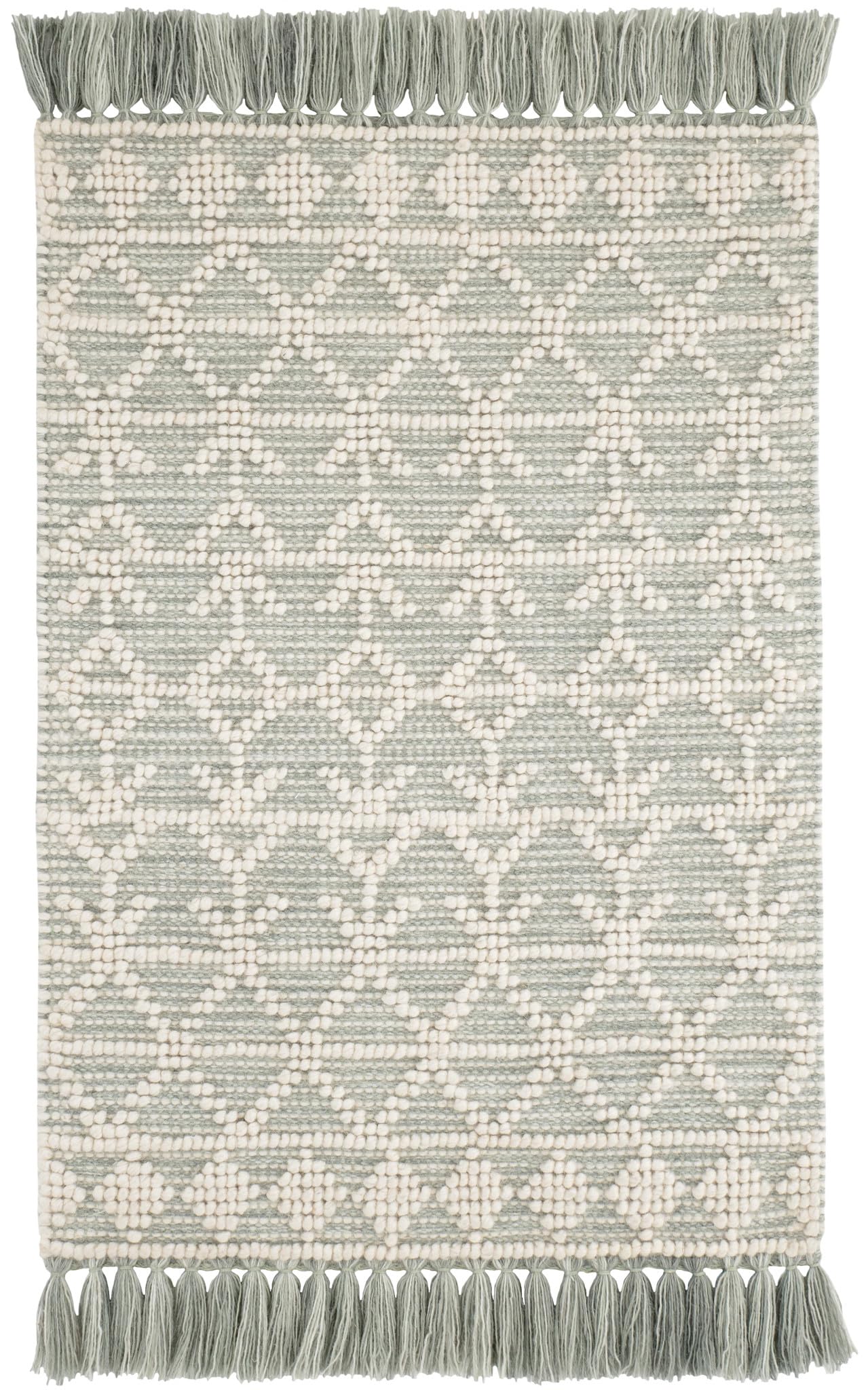 Dash & Albert Pembrook Desert Sage Handwoven Wool Rug, 2 X 3 Feet, Green Geometric Pattern - Premium Luxury Hotel Quality Soft Breathable Hypoallergenic Machine Washable Easy Care All Season