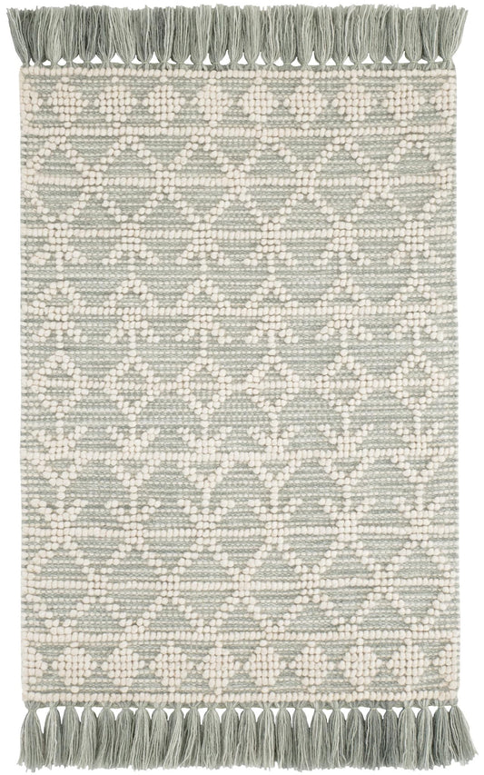 Dash & Albert Pembrook Desert Sage Handwoven Wool Rug, 2 X 3 Feet, Green Geometric Pattern - Premium Luxury Hotel Quality Soft Breathable Hypoallergenic Machine Washable Easy Care All Season
