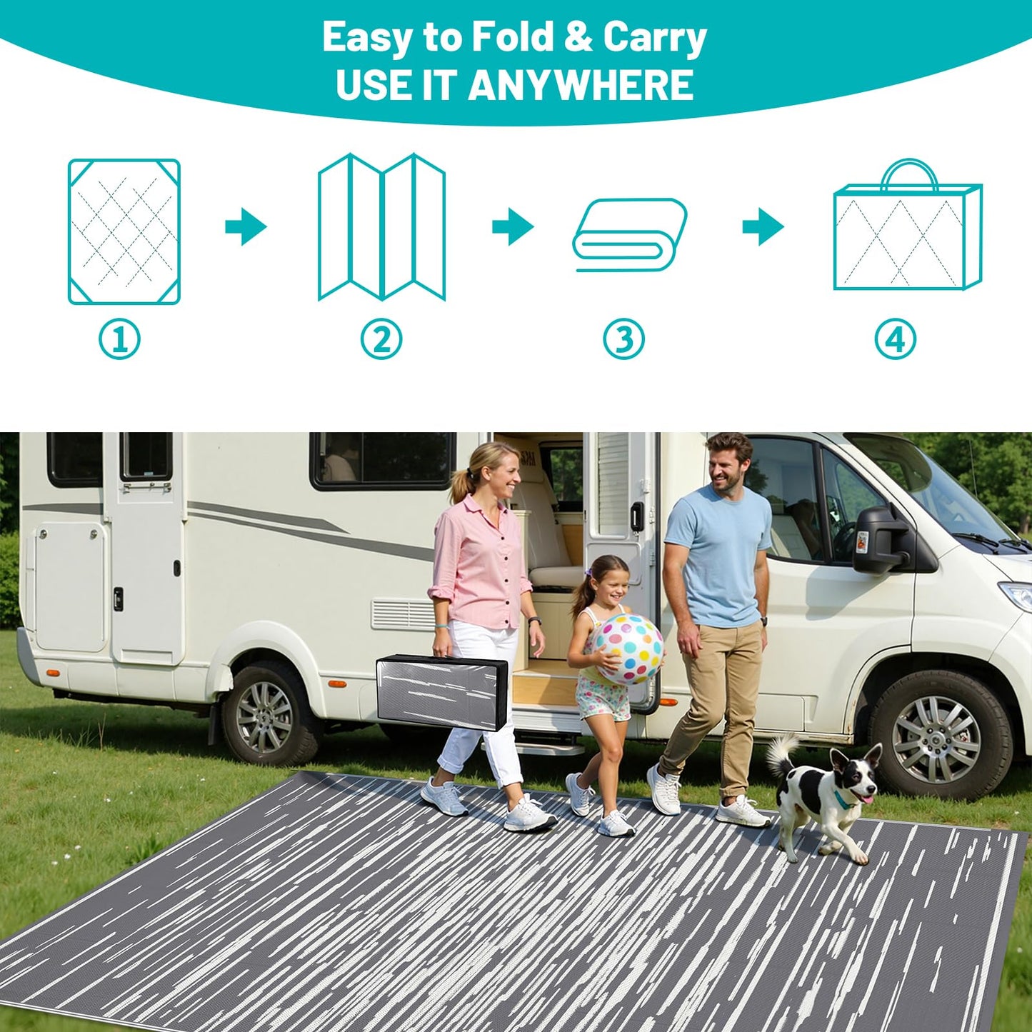 HEBE Outdoor Rug 9'x12' for Patios Clearance Waterproof Patio Mat Plastic Straw Rug Reversible RV Camping Tent Rug Outside Indoor Outdoor Area Rugs for RV,Deck,Beach,Balcony,Camper