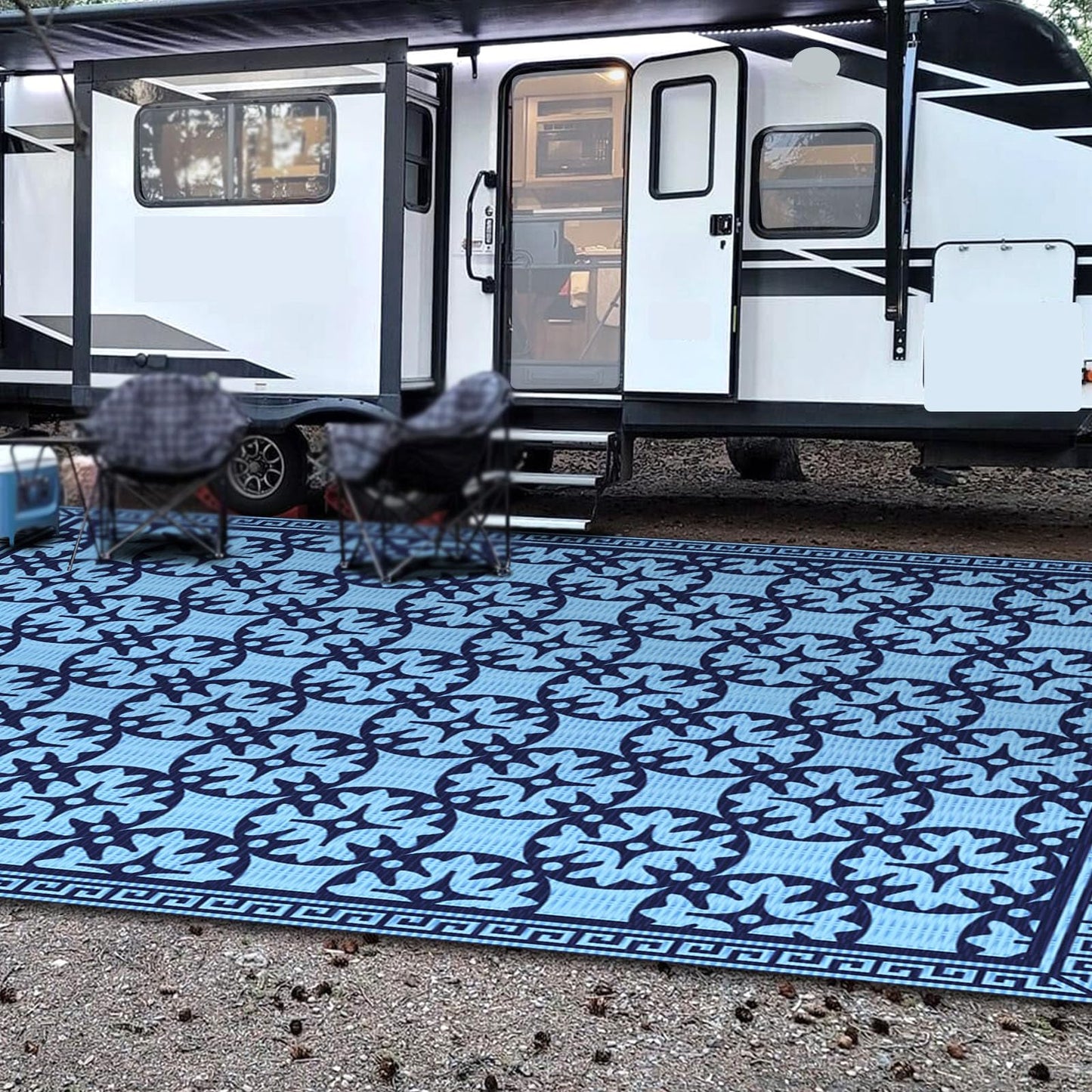 TIPHOPE 9X12FT RV Outdoor Rug with Carrying Bag, Portable Patio Mats Waterproof Outdoor Camping Rugs for Outdoor, Patio, RV, Picnic, Beach, Backyard, Deck,Easy Clean