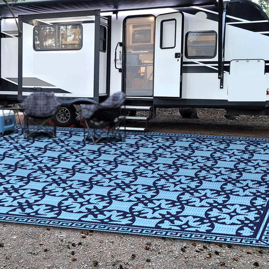 TIPHOPE 9X12FT RV Outdoor Rug with Carrying Bag, Portable Patio Mats Waterproof Outdoor Camping Rugs for Outdoor, Patio, RV, Picnic, Beach, Backyard, Deck,Easy Clean