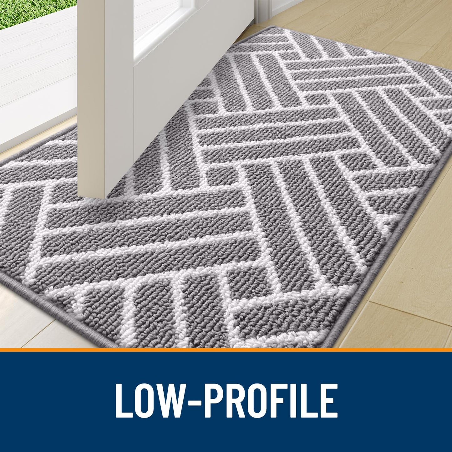 OLANLY Indoor Door Mat, 40x32 Inch, Dirt Resistant and Absorbent, Non-Slip Rubber Backing Floor Mats, Easy Clean Low-Profile Doormat for Entryway, Front Door, and Inside Entrance, Grey