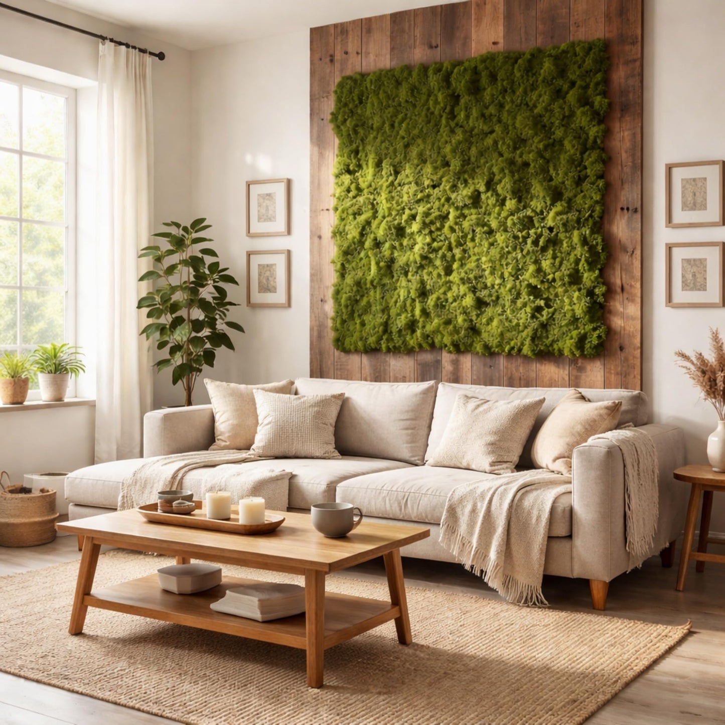 FMOOM Faux Floral Moss Mat Roll, Soft Artificial Moss Rug, Natural Fake Grass Mat for Fairy Garden, DIY Crafts, Wedding Party, Table Centerpiece & Home Floral Decor (100x100cm/39.37x39.37in/1pc)