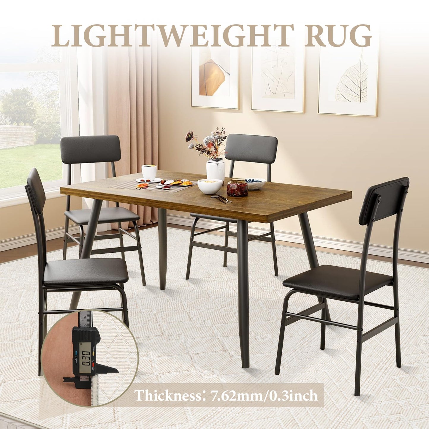 Area Rug for Living Room 9x12: Large Washable Boho Moroccan Rugs Geometric Neutral Rug, Non-Slip Foldable Morden Farmhouse Indoor Floor Carpet for Bedroom Dining Table Home(Modern Beige,9'x12')