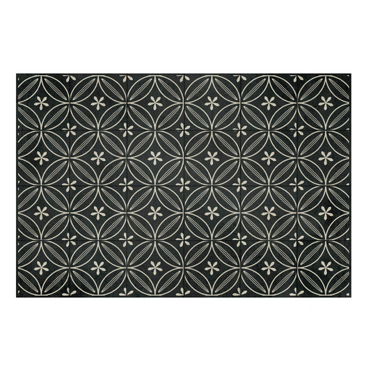 Carolina Creekhouse Vinyl Rug | Grace 042087UA | Vinyl Floor Mat | Decorative, Vintage, Waterproof, Eco-Friendly, Non-Slip | Black, 2'x3'