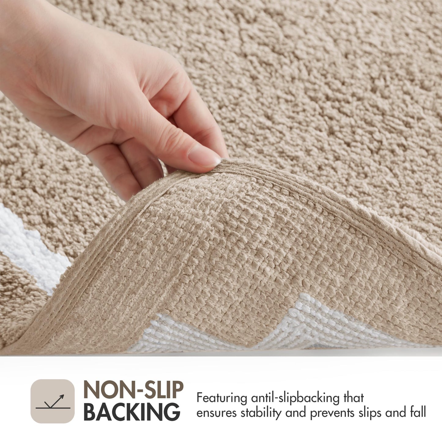 Madison Park Evan 100% Cotton Bathroom Rug Non Slip Backing-Luxrurious Tufted Plush Bath Mat Absorbent, Quick Dry, Spa Design Shower Room Décor, 24x40, Taupe