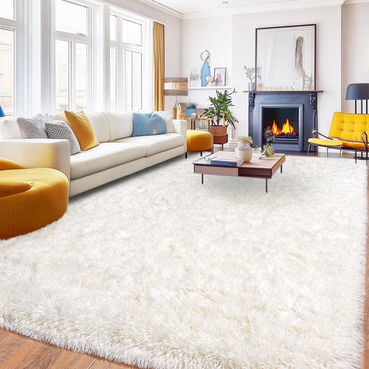 PIPABOBO Area Rugs for Living Room 6x9, Ultra Soft Fluffy Rug for Bedroom, Modern Plush Fuzzy Indoor Floor Carpet for Bedroom Kids Room Nursery Dorm Home Decor, Cream White