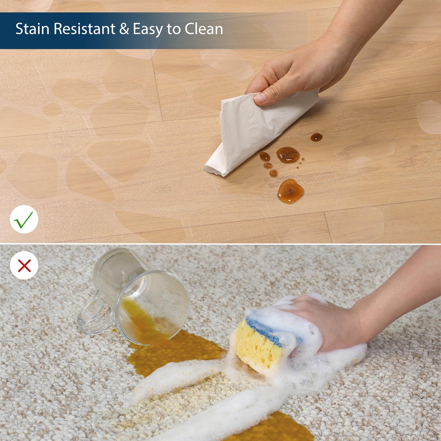 FURKIT Clear Area Mat for Hard Floors, 4'×6' No Slip Vinyl Floor Mats for Under Dining Table, Pebble Patterned Waterproof Rug Protector for High Traffic Areas, Pet, Splat Mat