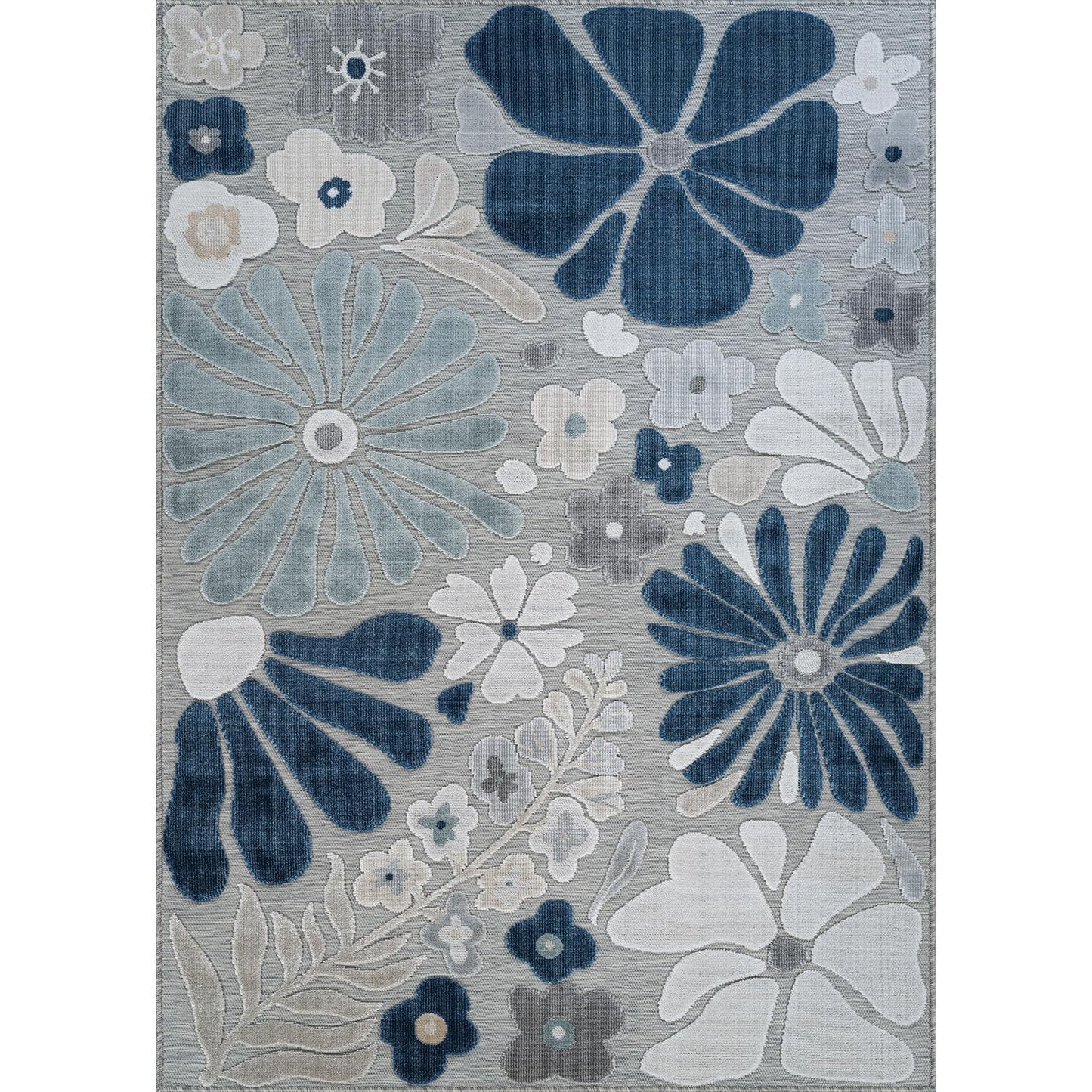 Beverly Rug Outdoor Rug 5x7 Modern Floral Tropical Area Rugs for Outdoor and Indoor Patio Easy to Clean Non Shedding Living Room Porch Garden Washable Outside Carpet (5 x 7 Blue)