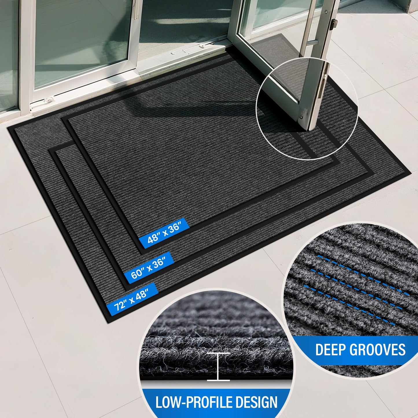 4' X 6' Durable Front Door Mat Indoor Outdoor Entrance, Commercial Door Floor Mat Heavy Duty Non-Slip Backing Entryway Doormats, Outdoor Mats for Home Entrance & Commercial High Traffic Area
