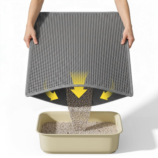 Kaxionage Cat Litter Mat, 30"X24" Large Double Layer Litter Trapping Mat, Waterproof/Urineproof, Easy to Clean Kitty Litter Mats for Floor, Scatter Control (Grey-1Pack)