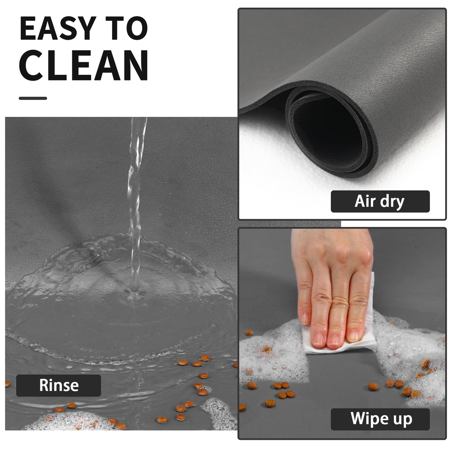 HotLive Dog Food Mat - Absorbent Cat Mat for Food and Water, No Stains Pet Feeding Bowl Mat, Easy to Clean Pet Placemats, Quick Dry Dog Water Dispenser Mat for Messy Drinkers | Paw Dark Grey 12"x 19"