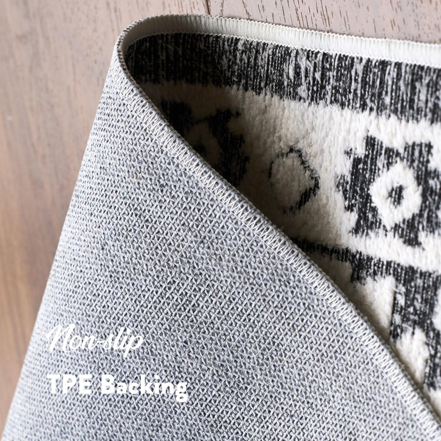 RAMEFILD Moroccan Washable Area Rug 3x5, Geometric Tribal Decorative Woven Rug, Non-Slip Boho Farmhouse Soft Low-Pile Entry Throw Mat for Living Room Bedroom Dining Table, Black and White