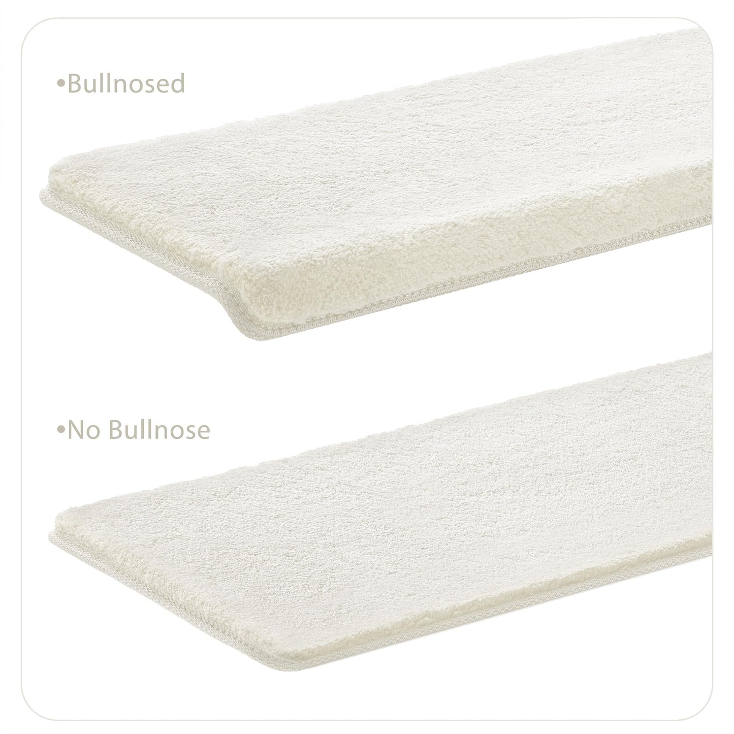PURE ERA Carpet Stair Treads Ultra Plush 8" X 30" Soft Indoor Stair Protectors Pet-Friendly Non-Slip Skid Resistant Tape Free Washable Reusable(14 Pieces, White)